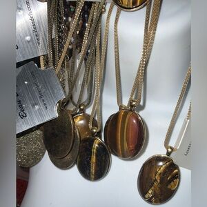 TIGER EYE Golden Brown fools gold Pendant Necklace VINTAGE 2001 series NEW